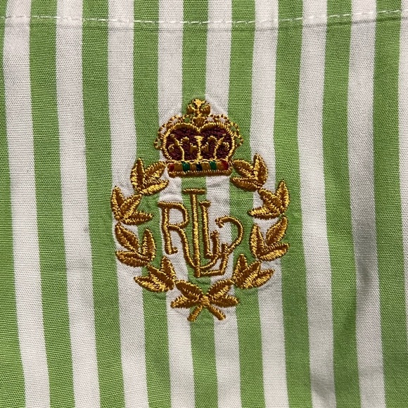 Lauren Ralph Lauren Green Striped Oversized Oxford Shirt 16 - Picture 4 of 7